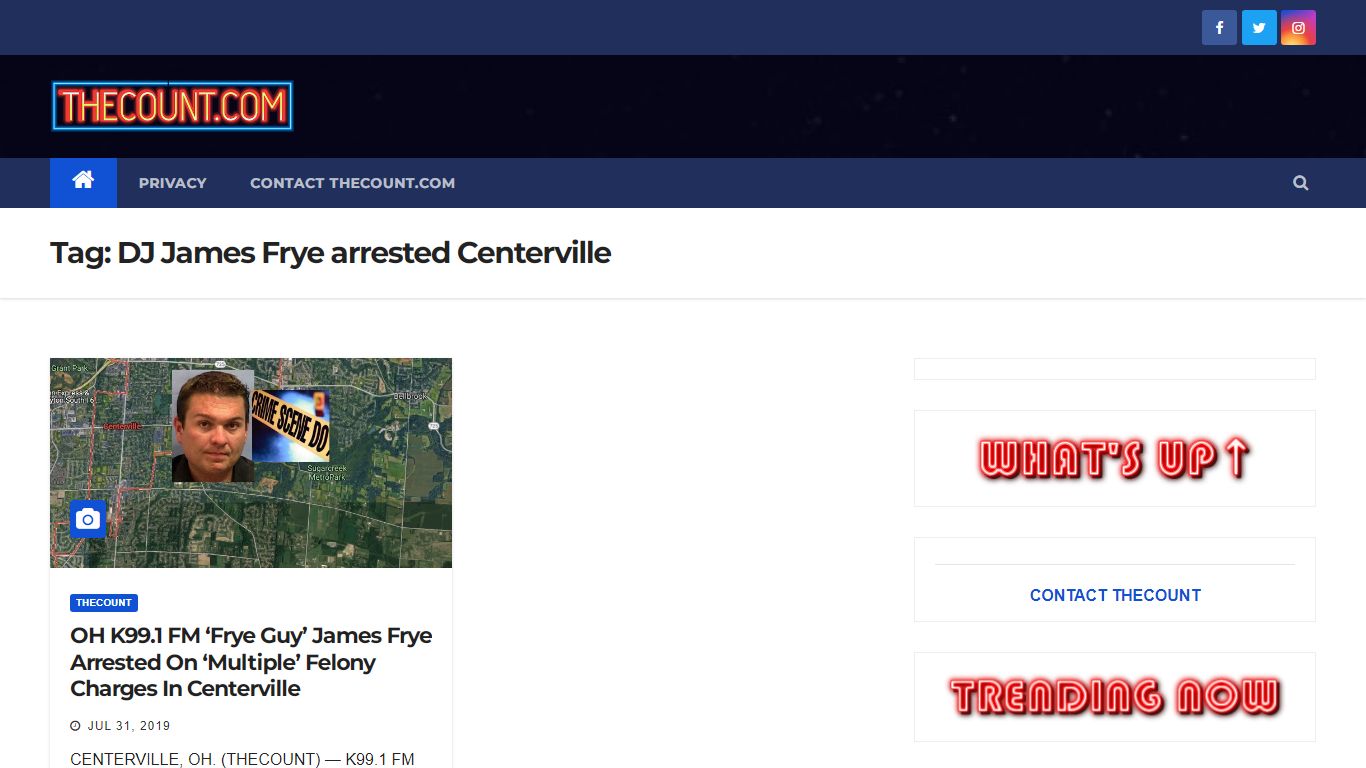 DJ James Frye arrested Centerville | TheCount.com